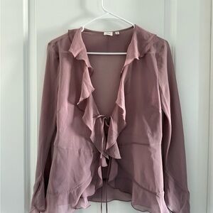 ARITZIA Wilfred Dusty Pink Ruffle Top